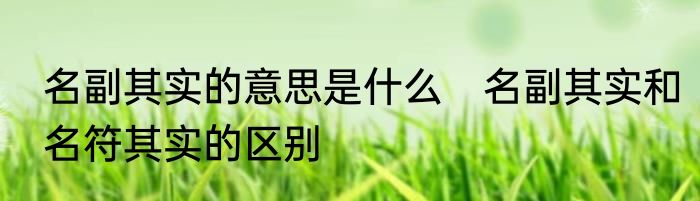 名副其实的意思是什么　名副其实和名符其实的区别