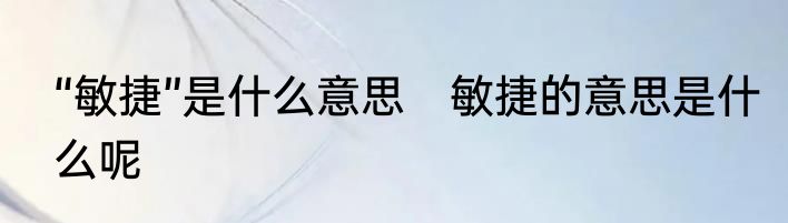 “敏捷”是什么意思　敏捷的意思是什么呢