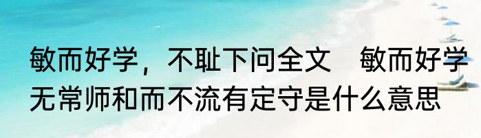 敏而好学，不耻下问全文　敏而好学无常师和而不流有定守是什么意思
