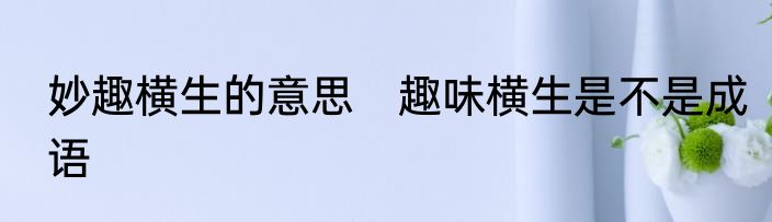 妙趣横生的意思　趣味横生是不是成语