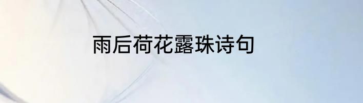 雨后荷花露珠诗句