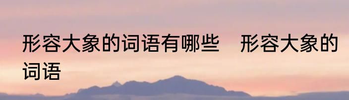 形容大象的词语有哪些　形容大象的词语