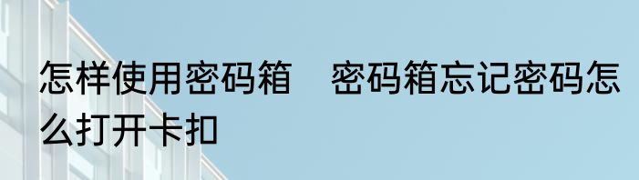 怎样使用密码箱　密码箱忘记密码怎么打开卡扣