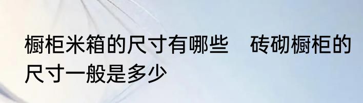 橱柜米箱的尺寸有哪些　砖砌橱柜的尺寸一般是多少