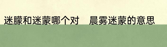 迷朦和迷蒙哪个对　晨雾迷蒙的意思