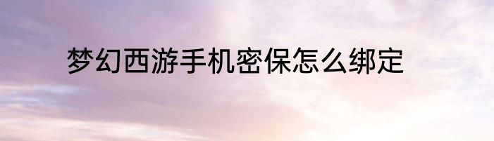 梦幻西游手机密保怎么绑定