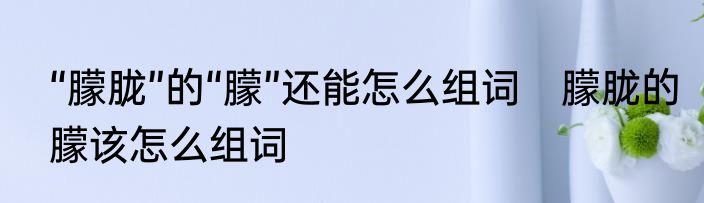 “朦胧”的“朦”还能怎么组词　朦胧的朦该怎么组词