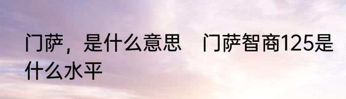 门萨，是什么意思　门萨智商125是什么水平