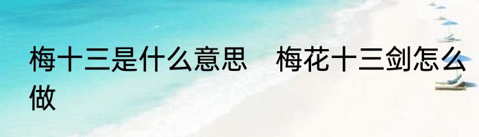 梅十三是什么意思　梅花十三剑怎么做