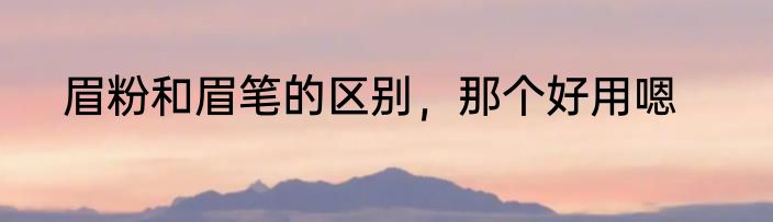 眉粉和眉笔的区别，那个好用嗯