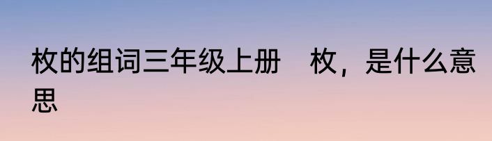 枚的组词三年级上册　枚，是什么意思
