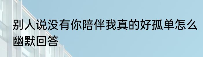 别人说没有你陪伴我真的好孤单怎么幽默回答
