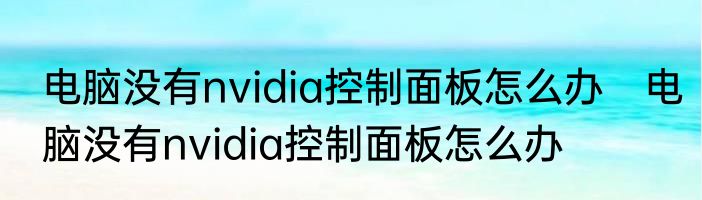 电脑没有nvidia控制面板怎么办　电脑没有nvidia控制面板怎么办