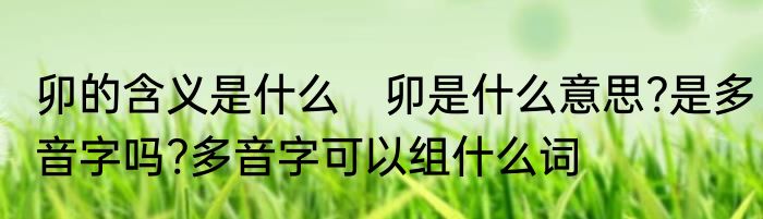 卯的含义是什么　卯是什么意思?是多音字吗?多音字可以组什么词
