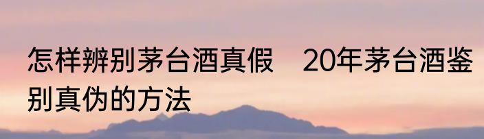 怎样辨别茅台酒真假　20年茅台酒鉴别真伪的方法