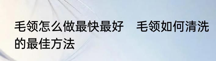 毛领怎么做最快最好　毛领如何清洗的最佳方法
