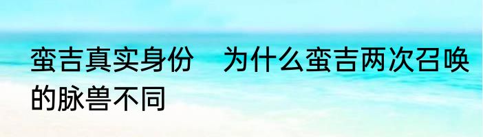 蛮吉真实身份　为什么蛮吉两次召唤的脉兽不同