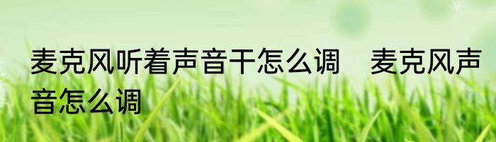 麦克风听着声音干怎么调　麦克风声音怎么调