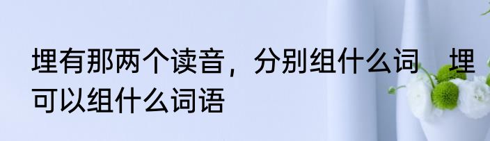 埋有那两个读音，分别组什么词　埋可以组什么词语