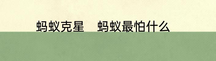 蚂蚁克星　蚂蚁最怕什么