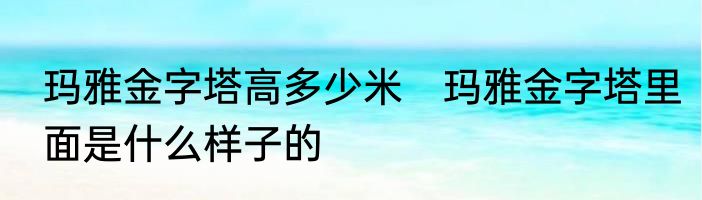玛雅金字塔高多少米　玛雅金字塔里面是什么样子的