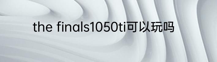 the finals1050ti可以玩吗