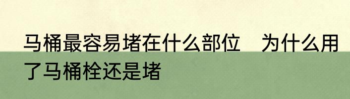 马桶最容易堵在什么部位　为什么用了马桶栓还是堵