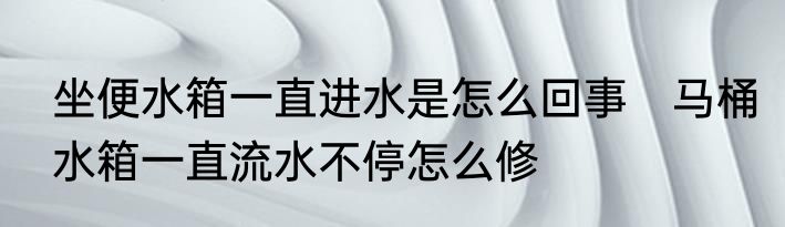 坐便水箱一直进水是怎么回事　马桶水箱一直流水不停怎么修
