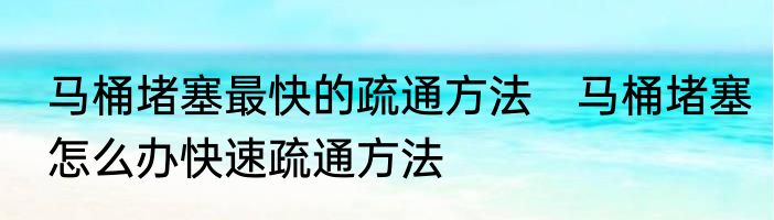 马桶堵塞最快的疏通方法　马桶堵塞怎么办快速疏通方法