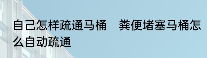 自己怎样疏通马桶　粪便堵塞马桶怎么自动疏通