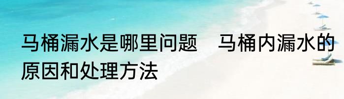 马桶漏水是哪里问题　马桶内漏水的原因和处理方法