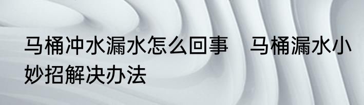 马桶冲水漏水怎么回事　马桶漏水小妙招解决办法