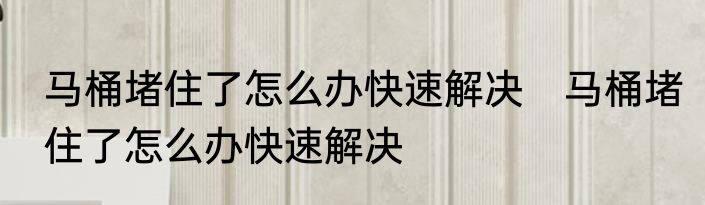 马桶堵住了怎么办快速解决　马桶堵住了怎么办快速解决