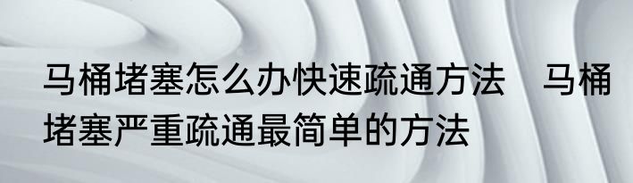马桶堵塞怎么办快速疏通方法　马桶堵塞严重疏通最简单的方法