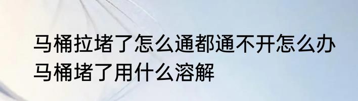 马桶拉堵了怎么通都通不开怎么办　马桶堵了用什么溶解