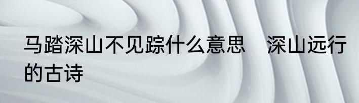 马踏深山不见踪什么意思　深山远行的古诗