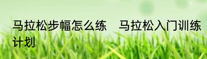 马拉松步幅怎么练　马拉松入门训练计划