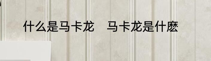 什么是马卡龙　马卡龙是什麽