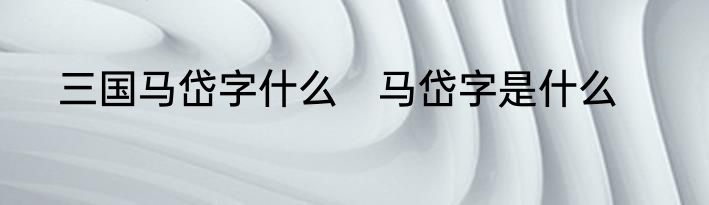 三国马岱字什么　马岱字是什么