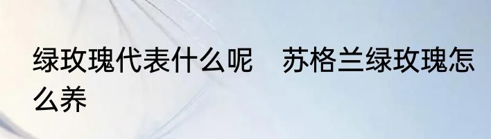 绿玫瑰代表什么呢　苏格兰绿玫瑰怎么养