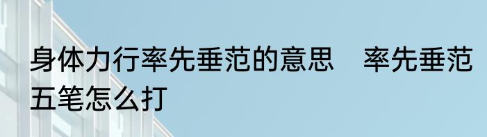 身体力行率先垂范的意思　率先垂范五笔怎么打