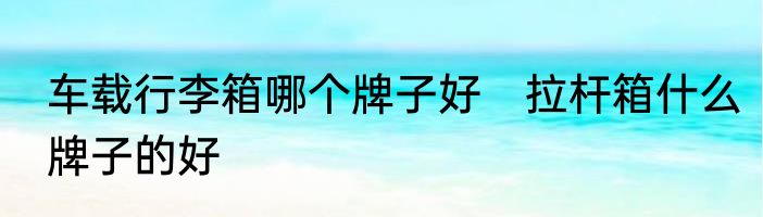 车载行李箱哪个牌子好　拉杆箱什么牌子的好