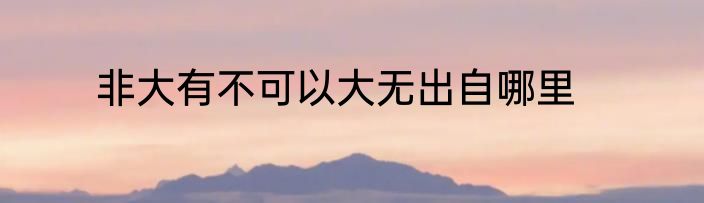 非大有不可以大无出自哪里
