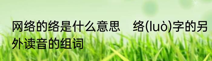 网络的络是什么意思　络(luò)字的另外读音的组词