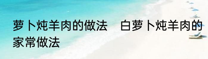 萝卜炖羊肉的做法　白萝卜炖羊肉的家常做法