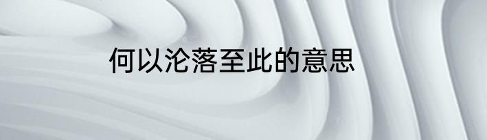 何以沦落至此的意思