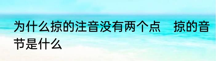 为什么掠的注音没有两个点　掠的音节是什么