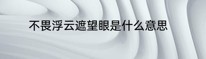 不畏浮云遮望眼是什么意思