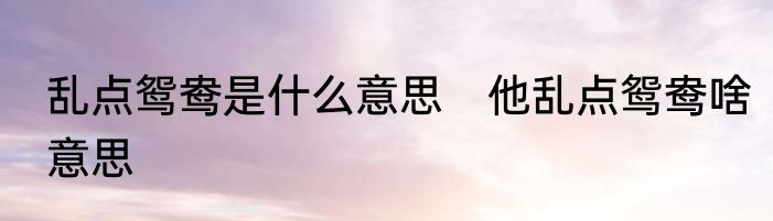 乱点鸳鸯是什么意思　他乱点鸳鸯啥意思