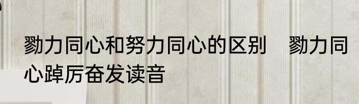 勠力同心和努力同心的区别　勠力同心踔厉奋发读音